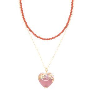 MILOR SILVER Made In Italy Sterling Silver Gemstone Murano Heart Necklace